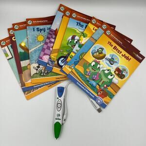 LeapFrog LeapReader System Green Pen & 10 Books